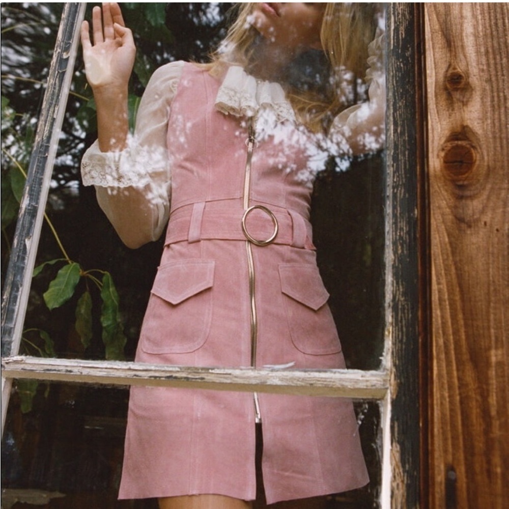 Stoned Immaculate fonda suede dress in Pink Rare